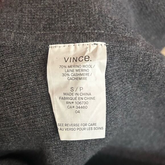 Vince Merino Wool Cashmere Blend Lace Up Sweater in Heather Graphite Gray Small - Picture 4 of 6